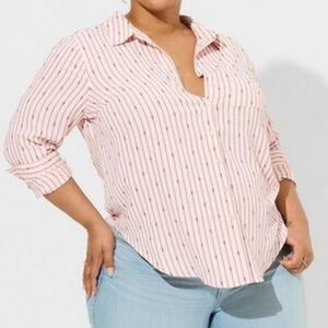 Torrid Stripe Lizzie Seersucker Button Up Long Sleeve Shirt